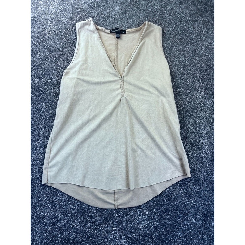 French Laundry‎ Sleeveless Beige Top  Size L Polyester Spandex Blend